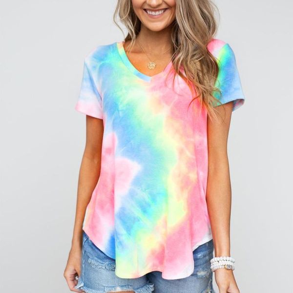 women's blouses & shirts tie-dye v-neck colorful blouse women 2021 summer loose blusas mujer plus size for fashion, White
women's blouses & shirts tie-dye v-neck colorful blouse women 2021 summer loose blusas mujer plus size for fashion, White