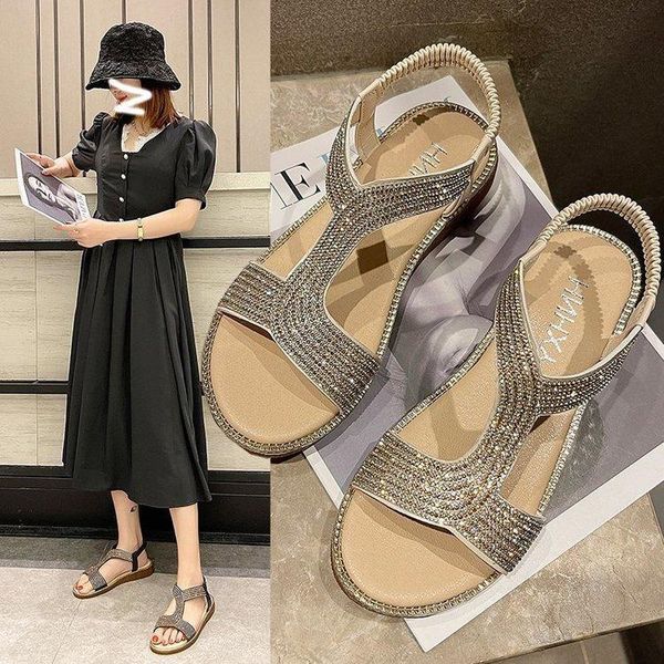 sandals summer women's 2021 diamond comfortable soft sole low heel roman flat shoes, Black
sandals summer women's 2021 diamond comfortable soft sole low heel roman flat shoes, Black