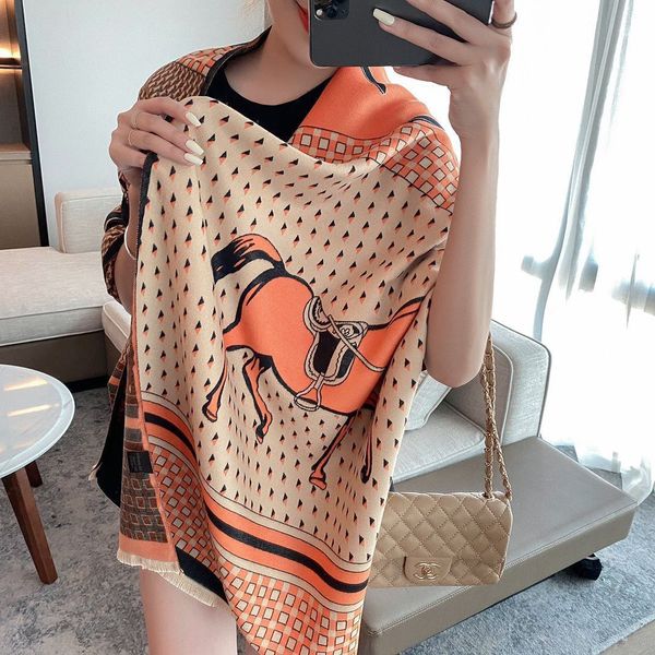 2022 imitation cashmere autumn and winter warm pony double-sided shawl women's korean thickened scarf, Blue;gray
2022 imitation cashmere autumn and winter warm pony double-sided shawl women's korean thickened scarf, Blue;gray