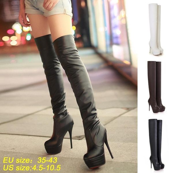 boots women high heels thigh leather over knee female party shoes plus size 34-46, Black
boots women high heels thigh leather over knee female party shoes plus size 34-46, Black