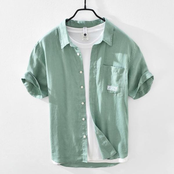 men's casual shirts green short sleeve shirt for men summer pure linen male breathable comfortable turn-down collar button, White;black
men's casual shirts green short sleeve shirt for men summer pure linen male breathable comfortable turn-down collar button, White;black