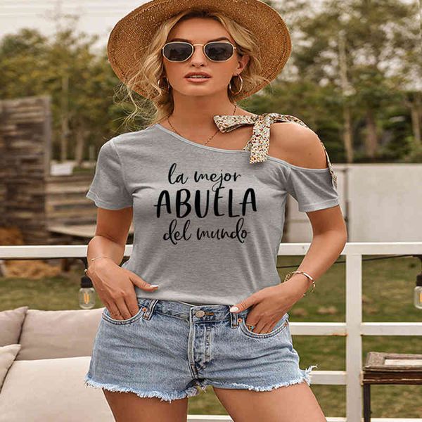 summer casual short sleeve la mejor abuela del mundo cotton spanish printed womens grandma tee grandmother, White
summer casual short sleeve la mejor abuela del mundo cotton spanish printed womens grandma tee grandmother, White