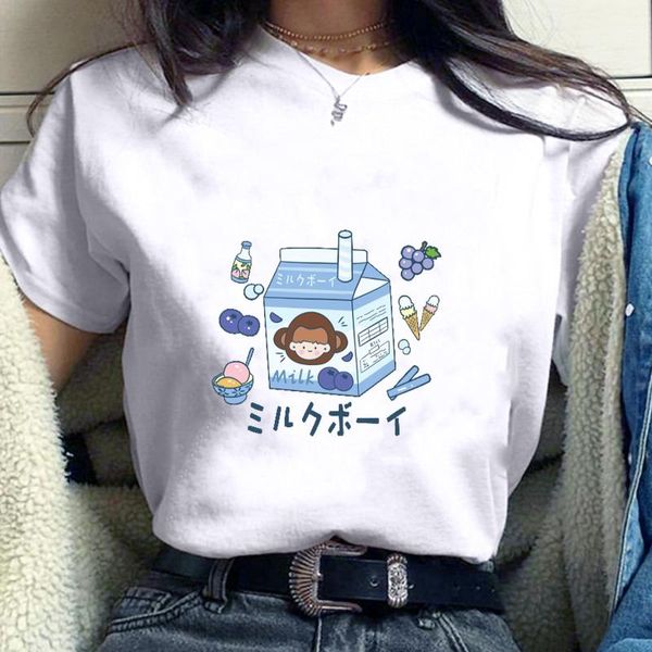 women's t-shirt cute milk snacks print t-shirts fashion oversized casual hundred o-neck short sleeve tshirt ropa mujer, White
women's t-shirt cute milk snacks print t-shirts fashion oversized casual hundred o-neck short sleeve tshirt ropa mujer, White