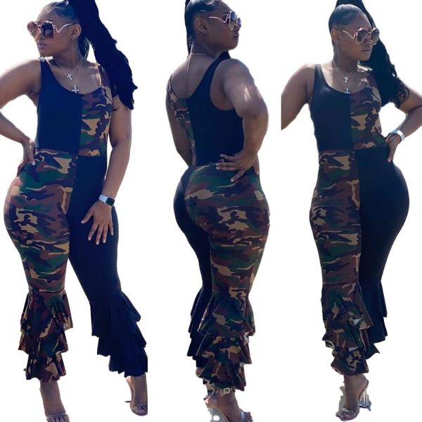 women's jumpsuits & rompers camouflage patchwork flare pants women sleeveless fashion skinny bodycon 2021 summer slim jumpsuit, Black;white
women's jumpsuits & rompers camouflage patchwork flare pants women sleeveless fashion skinny bodycon 2021 summer slim jumpsuit, Black;white