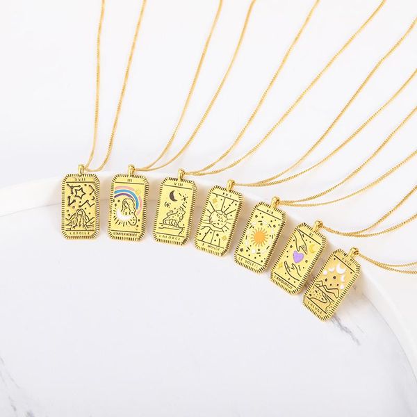 pendant necklaces tarot cards esotericism necklace double-sided aesthetic jewelry collar good luck amulet the major arcana choker, Silver
pendant necklaces tarot cards esotericism necklace double-sided aesthetic jewelry collar good luck amulet the major arcana choker, Silver