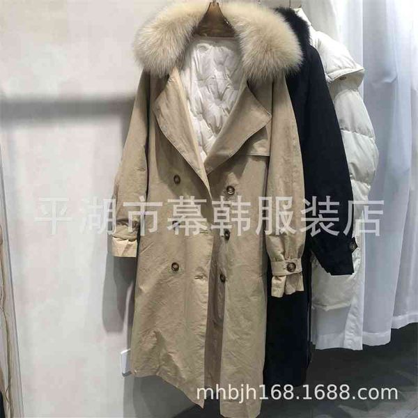 2021 new long knee down jacket fox fur collar work suit khaki windbreaker coat women's east gate waist closed, Black
2021 new long knee down jacket fox fur collar work suit khaki windbreaker coat women's east gate waist closed, Black