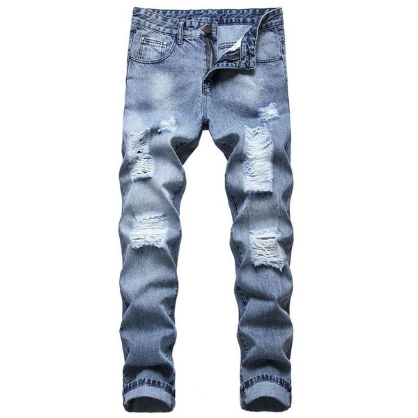 ripped distressed destroyed jeans slim fit straight leg denim fashion streetwear men size 40, Blue
ripped distressed destroyed jeans slim fit straight leg denim fashion streetwear men size 40, Blue