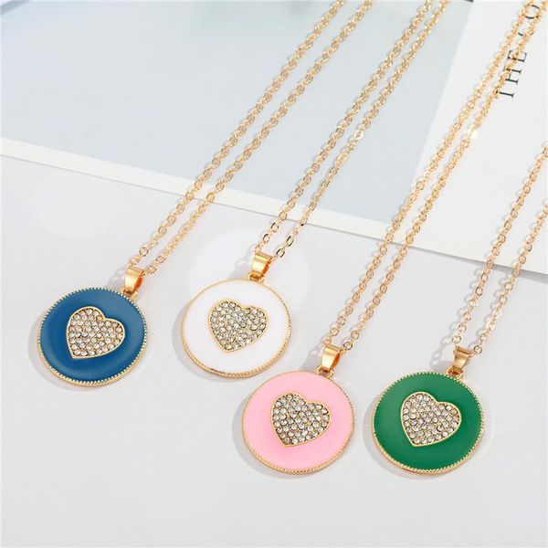 pendant necklaces 1pc colorful enamel round zircon heart charm necklace for women cute crystal love choker clavicle chain jewelry n176, Silver
pendant necklaces 1pc colorful enamel round zircon heart charm necklace for women cute crystal love choker clavicle chain jewelry n176, Silver