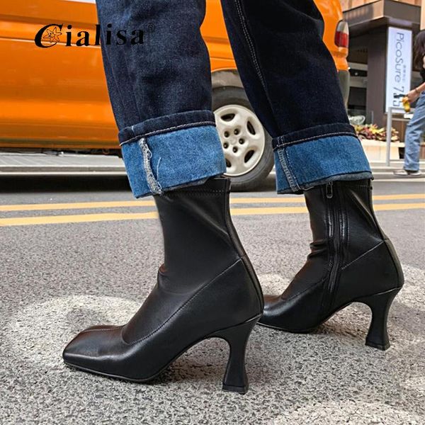 boots cialisa women shoes 2021 fashion square toe ankle design genuine leather high heel zipper autumn winter ladies, Black
boots cialisa women shoes 2021 fashion square toe ankle design genuine leather high heel zipper autumn winter ladies, Black
