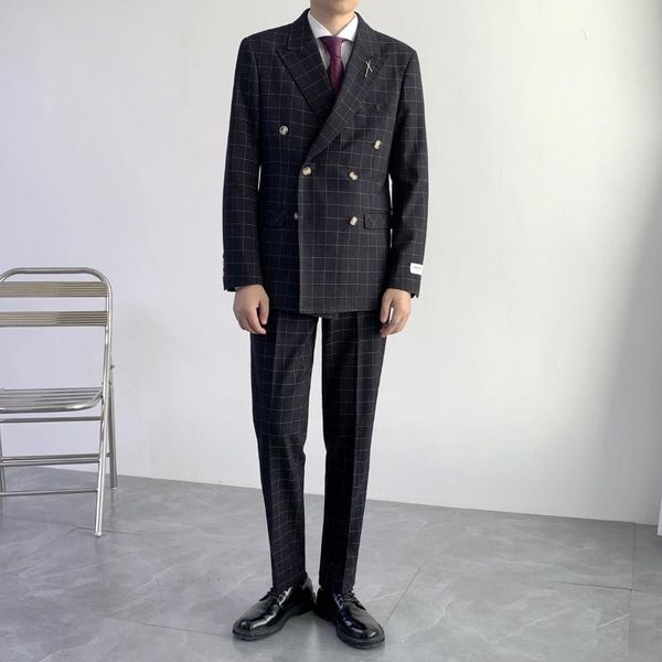 men's suits & blazers 2021 suit autumn simple and fashionable checkered double-breasted two-piece slim light business casual emcee, White;black
men's suits & blazers 2021 suit autumn simple and fashionable checkered double-breasted two-piece slim light business casual emcee, White;black