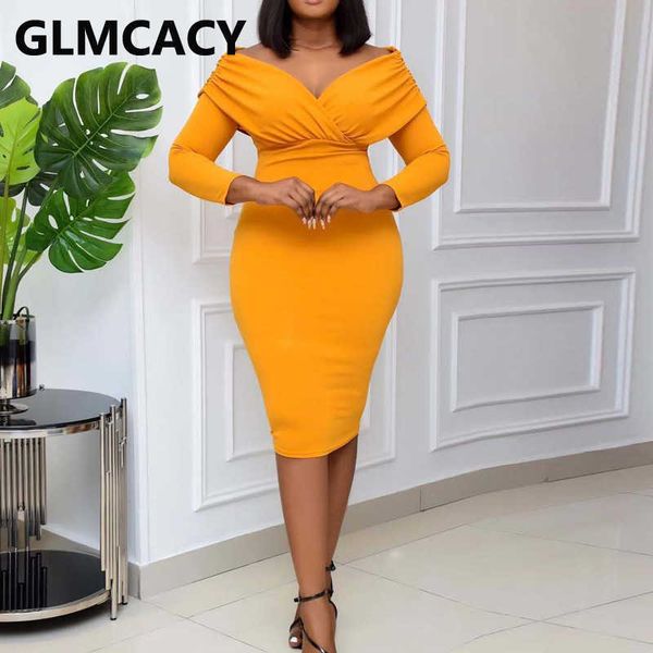 women long sleeve v neck bodycon dress elegant slinky party midi dress 210702, Black;gray
women long sleeve v neck bodycon dress elegant slinky party midi dress 210702, Black;gray