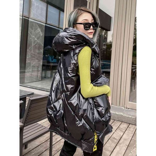winter down cotton vest women's wear medium and long thickened loose fashion bright face coat, Black;white
winter down cotton vest women's wear medium and long thickened loose fashion bright face coat, Black;white