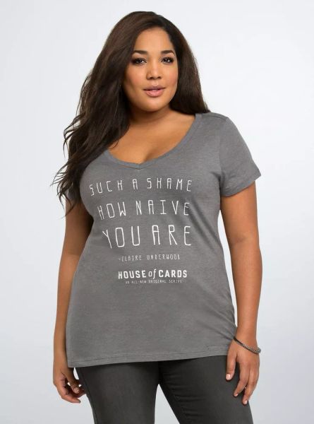 torrid plus size house of cards tv show womens v-neck t-shirt nwt licensed, White;black
torrid plus size house of cards tv show womens v-neck t-shirt nwt licensed, White;black