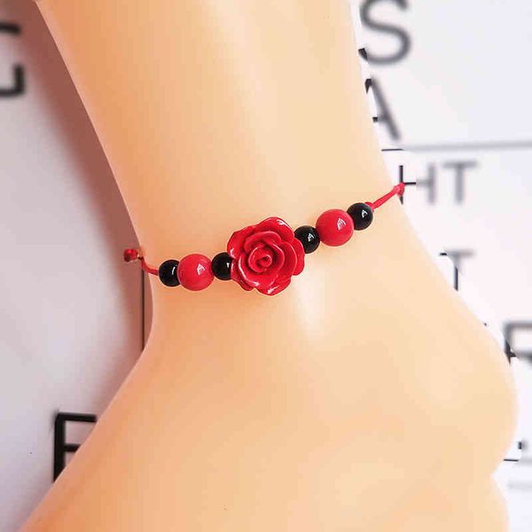 chinese style products huangcheng zhu decoration red lacquer carving rose rope foot chain female fashion trendsetter national jewelry
chinese style products huangcheng zhu decoration red lacquer carving rose rope foot chain female fashion trendsetter national jewelry
