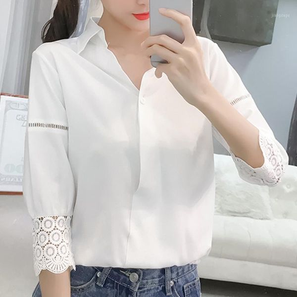 fashion lace patchwork blouse ladies office shirt casual loose tee female women's 3/4 sleeve blusas pullover blouses & shirts, White
fashion lace patchwork blouse ladies office shirt casual loose tee female women's 3/4 sleeve blusas pullover blouses & shirts, White