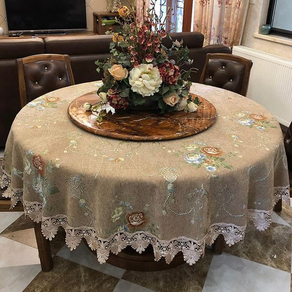 table cloth brown chenille round tablecloth with graceful lace thickened washable cover for christmas party home use
table cloth brown chenille round tablecloth with graceful lace thickened washable cover for christmas party home use