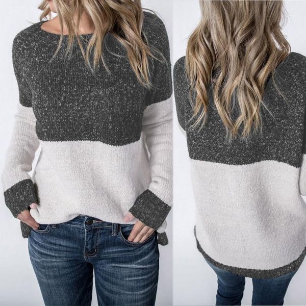women calsual long sleeve color collision knitting sweater blouse winter ladies o-neck casual button sweaters#35 women's sweaters, White;black 
women calsual long sleeve color collision knitting sweater blouse winter ladies o-neck casual button sweaters#35 women's sweaters, White;black
