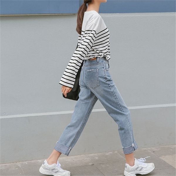 women high waist loose wide leg jean korean style retro vintage pockets all-match simple daily fashion jeans 210809, Blue
women high waist loose wide leg jean korean style retro vintage pockets all-match simple daily fashion jeans 210809, Blue