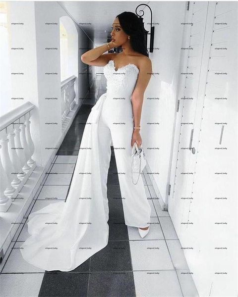 sweetheart lace stain wedding jumpsuit dress with train 2022 vestido de novia african beach country bridal dresses pant suit, White
sweetheart lace stain wedding jumpsuit dress with train 2022 vestido de novia african beach country bridal dresses pant suit, White