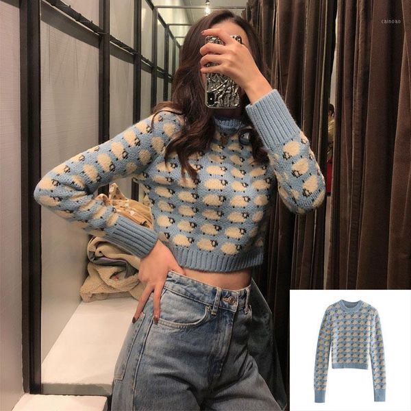 autumn and winter women's sweater cute sheep pattern print street warm long-sleeved retro fashion casual all-match sweaters, White;black
autumn and winter women's sweater cute sheep pattern print street warm long-sleeved retro fashion casual all-match sweaters, White;black