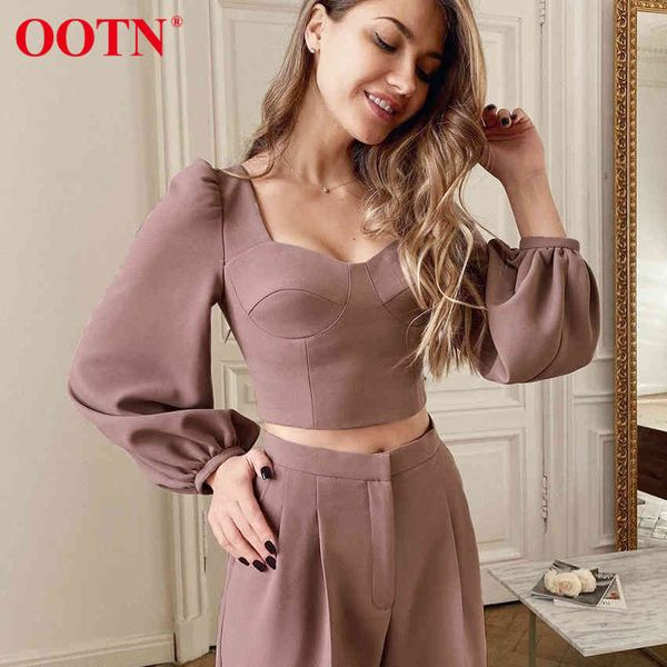ootn square neck crop long sleeve women summer blouse office ladies casual pink shirt female lantern sleeve spring 210413, White 
ootn square neck crop long sleeve women summer blouse office ladies casual pink shirt female lantern sleeve spring 210413, White