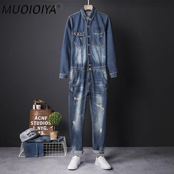 men's jeans denim jumpsuit trendy overalls for men ripped pants fashion streetwear male long sleeve rompers trousers clothing, Blue
men's jeans denim jumpsuit trendy overalls for men ripped pants fashion streetwear male long sleeve rompers trousers clothing, Blue