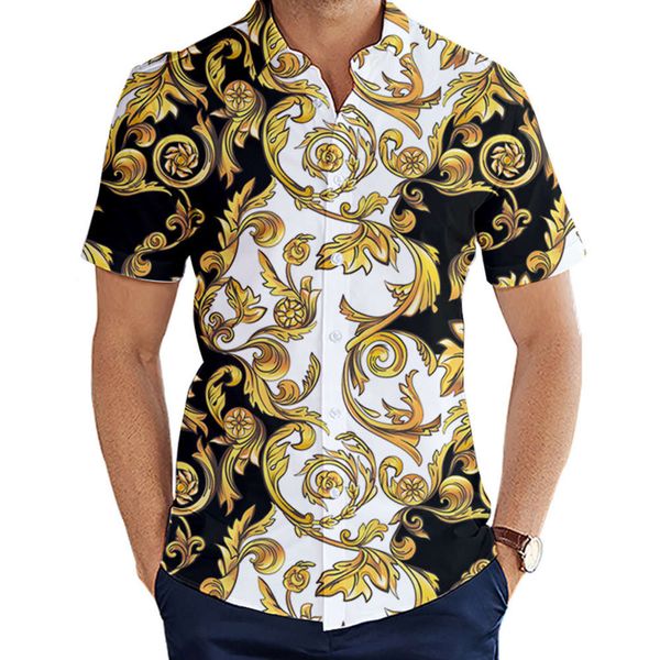 men's casual t shirt large gold pattern 3d digital printing short sleeve, White;black
men's casual t shirt large gold pattern 3d digital printing short sleeve, White;black