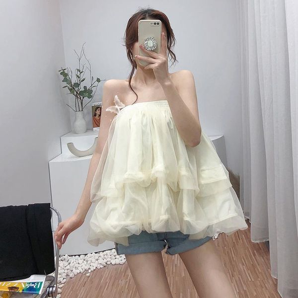 women's blouses & shirts vanovich fashion women tube 2021 summer sweet wild ladies and mesh solid color clothing, White
women's blouses & shirts vanovich fashion women tube 2021 summer sweet wild ladies and mesh solid color clothing, White