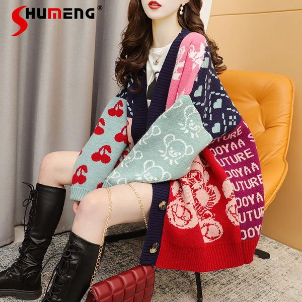 women's jackets korean fashion animal cartoon mid-length knitting sweater cardigan female 2021 retro wide buttons knitted coats, Black;brown
women's jackets korean fashion animal cartoon mid-length knitting sweater cardigan female 2021 retro wide buttons knitted coats, Black;brown