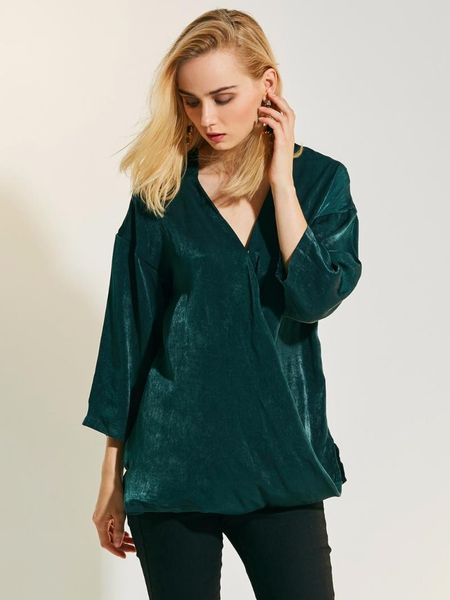 women's blouses & shirts nice women brief causal blouse green woven tree quarter v-neck elegant fashion, White
women's blouses & shirts nice women brief causal blouse green woven tree quarter v-neck elegant fashion, White