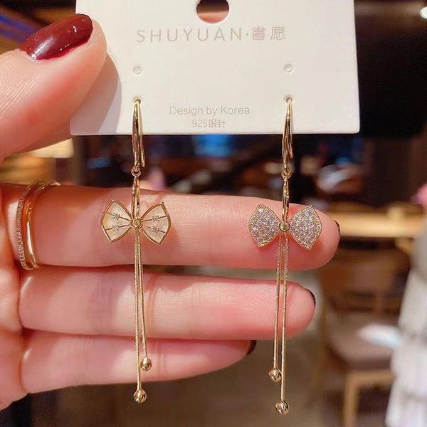 dangle & chandelier yaologe 2021 for women gold color bowknot tassel drop earrings asymmetry fairy alloy gift fashion party jewelry, Silver
dangle & chandelier yaologe 2021 for women gold color bowknot tassel drop earrings asymmetry fairy alloy gift fashion party jewelry, Silver