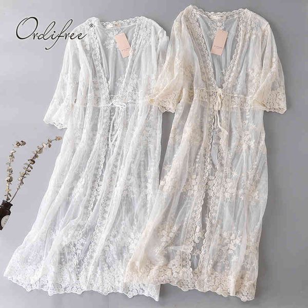 summer women long coat tulle mesh white lace beach maxi cardigan blouse outwear holiday clothes 210415
summer women long coat tulle mesh white lace beach maxi cardigan blouse outwear holiday clothes 210415