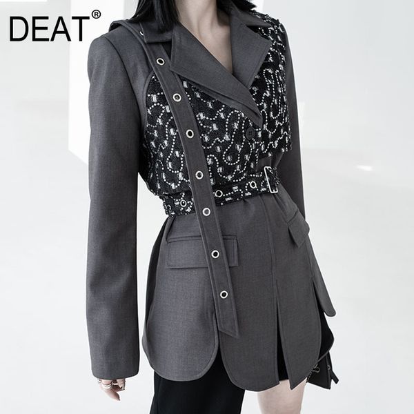 women asymmetric splicing sashes blazer notched long sleeve loose fit jacket fashion tide spring autumn gx575 210421, White;black
women asymmetric splicing sashes blazer notched long sleeve loose fit jacket fashion tide spring autumn gx575 210421, White;black