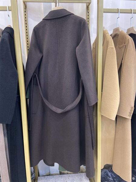 women's wool & blends high-end woman coat mid-length cashmere autumn winter water ripple gray camel caramel color button belt hand-sewn, Black
women's wool & blends high-end woman coat mid-length cashmere autumn winter water ripple gray camel caramel color button belt hand-sewn, Black