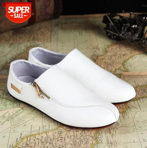 men casual shoes leather summer fashion loafers zipper white black flat comfortable moccasins non-slip driving male #km1l 
men casual shoes leather summer fashion loafers zipper white black flat comfortable moccasins non-slip driving male #km1l