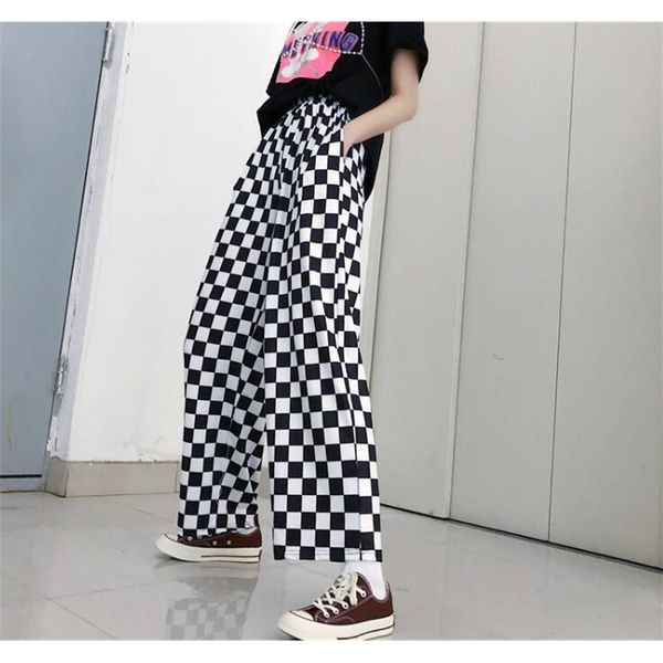 spring and summer korea harajuku bf wind streetwear retro black white checkerboard loose men women casual wide-leg pants 211007
spring and summer korea harajuku bf wind streetwear retro black white checkerboard loose men women casual wide-leg pants 211007
