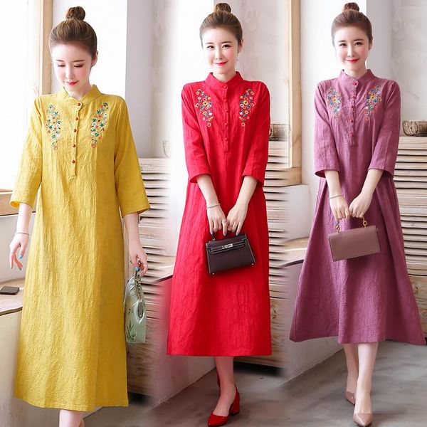 arrival linen cotton jacquard fashion spring summer dress embroidery chinese style vintage women casual dresses, Black;gray
arrival linen cotton jacquard fashion spring summer dress embroidery chinese style vintage women casual dresses, Black;gray