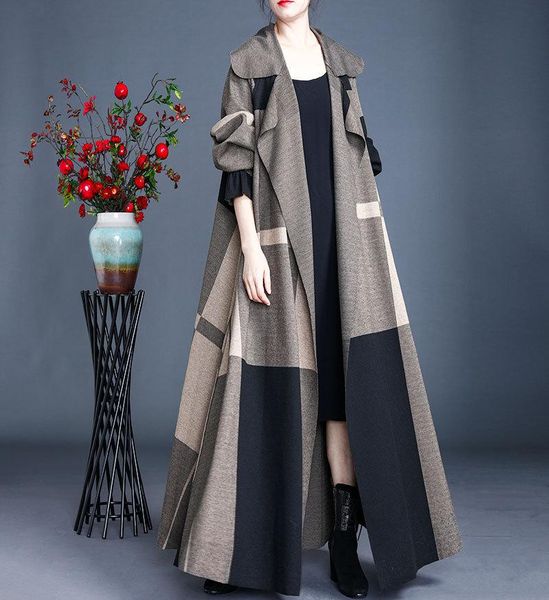 women's wool & blends 2022 spring autumn plus size women literary retro loose plaid jacket temperament over-the-knee long windbreaker l, Black
women's wool & blends 2022 spring autumn plus size women literary retro loose plaid jacket temperament over-the-knee long windbreaker l, Black