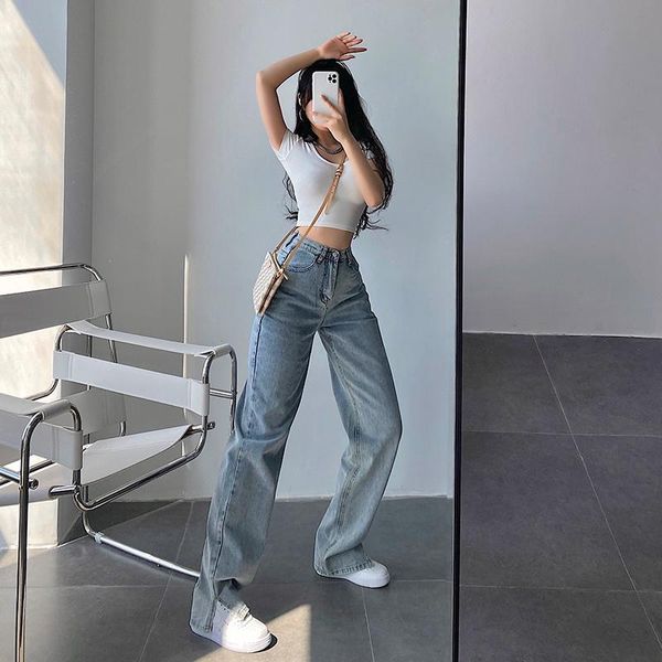 women's jeans womengaga 2021 high waist slim straight leg floor pulling split pants denim trousers korean women ooz4, Blue
women's jeans womengaga 2021 high waist slim straight leg floor pulling split pants denim trousers korean women ooz4, Blue
