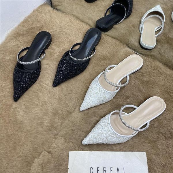 slippers closed head lazy half women's outer wear summer pointed rhinestone mules, Black
slippers closed head lazy half women's outer wear summer pointed rhinestone mules, Black