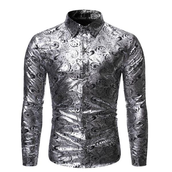 men's casual shirts mens hipster paisley floral print dress 2021 fashion slim fit shirt men business social male chemise homme, White;black
men's casual shirts mens hipster paisley floral print dress 2021 fashion slim fit shirt men business social male chemise homme, White;black