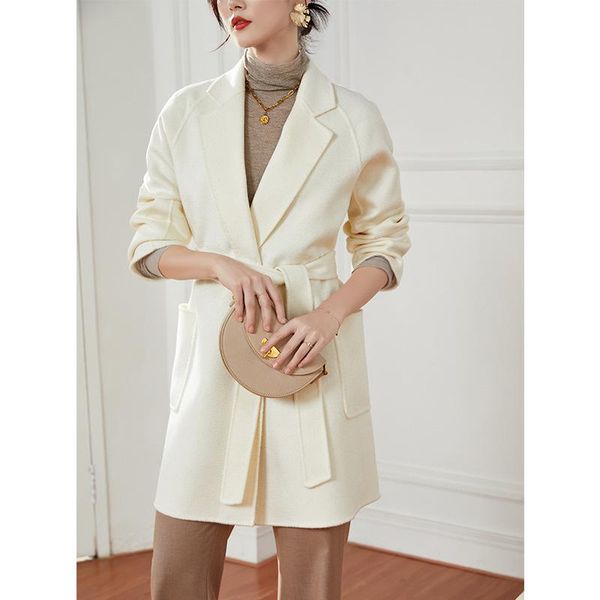 women's wool & blends autumn short coat female white water ripple cashmere winter casual fashion lace-up temperament raglan sleeve, Black
women's wool & blends autumn short coat female white water ripple cashmere winter casual fashion lace-up temperament raglan sleeve, Black