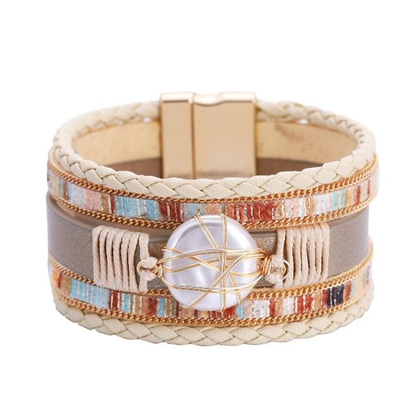 tennis amorcome baroque pearl leather multi strand wrap bracelets magnetic bohemian womens wristband jewelry pulseras, Golden;silver
tennis amorcome baroque pearl leather multi strand wrap bracelets magnetic bohemian womens wristband jewelry pulseras, Golden;silver