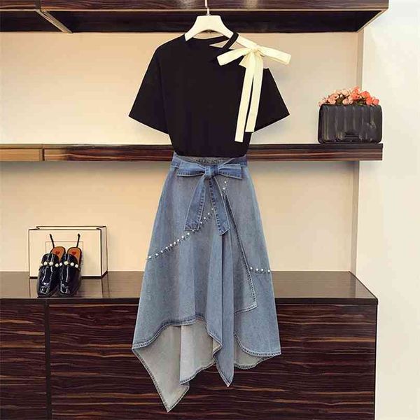 fashion off-shoulder denim skirt suit female summer lace bow beaded irregular long skirts two piece set women 210602, White
fashion off-shoulder denim skirt suit female summer lace bow beaded irregular long skirts two piece set women 210602, White