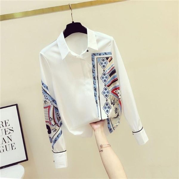 women's blouses & shirts blouse women autumn long-sleeved retro printed chiffon shirt blusas mujer de moda, White
women's blouses & shirts blouse women autumn long-sleeved retro printed chiffon shirt blusas mujer de moda, White