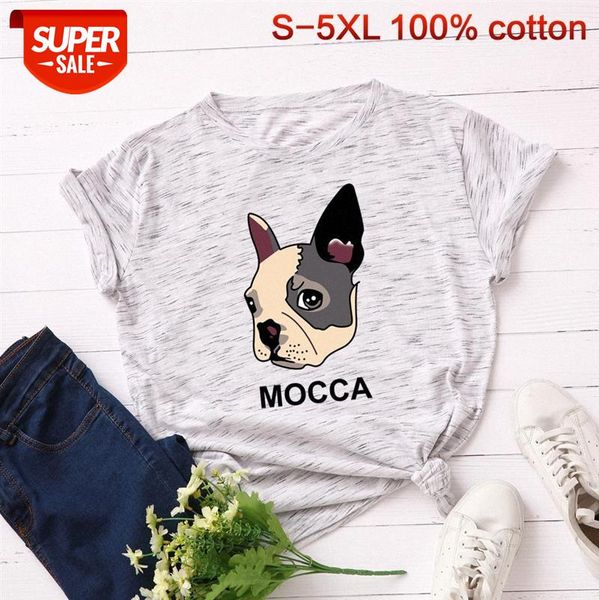 women's loose round neck dog short-sleeved pure cotton t-shirt blouse f15 #lo6u, White