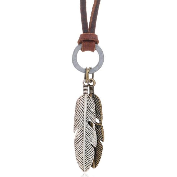 feather leather necklace pendant for men women genuine rope chain jewelry long collars handmade 2021 necklaces, Silver
feather leather necklace pendant for men women genuine rope chain jewelry long collars handmade 2021 necklaces, Silver