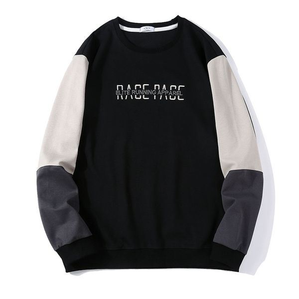 2021 autumn and winter new round neck letter embroidered loose contrast color trendy sweater casual men's bottom shirt, Black
2021 autumn and winter new round neck letter embroidered loose contrast color trendy sweater casual men's bottom shirt, Black