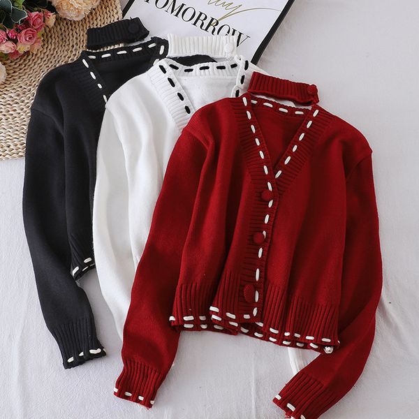 autumn winter elegant women v-neck single breasted knitted sweater casual loose korean style cardigan coat 210423, White
autumn winter elegant women v-neck single breasted knitted sweater casual loose korean style cardigan coat 210423, White