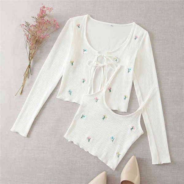elegant women knitted blouse sets 2021 fashion ladies floral embroidery set female streetwear shirts girls chic knitwear, White
elegant women knitted blouse sets 2021 fashion ladies floral embroidery set female streetwear shirts girls chic knitwear, White